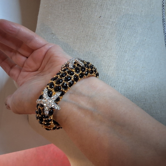 Vintage Rare KJL Black Mosaic Starfish Bracelet - Picture 7 of 14